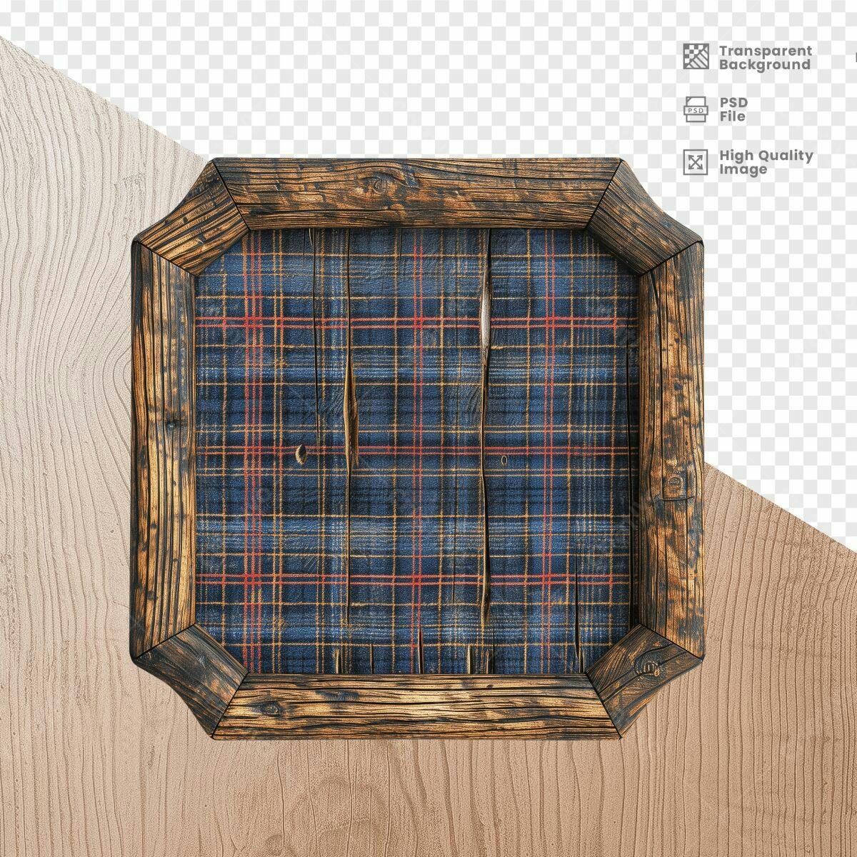 Quadro de Madeira com Padronagem Xadrez PSD Editável