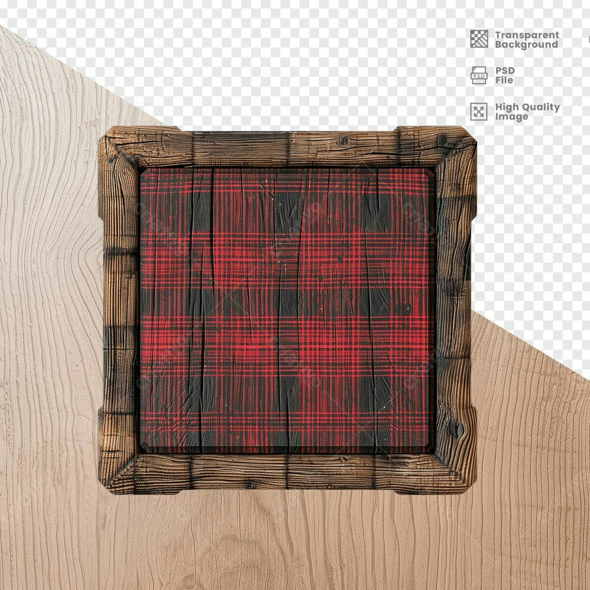 Quadro de Madeira Vermelha e Preta PSD Editável