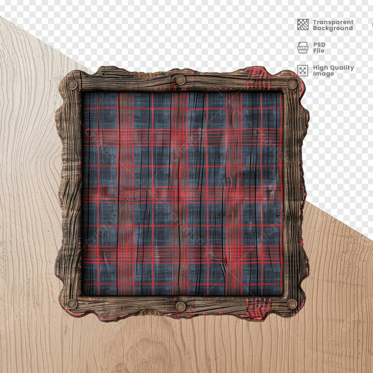 Quadro de Madeira com Padronagem Escocesa PSD Editável