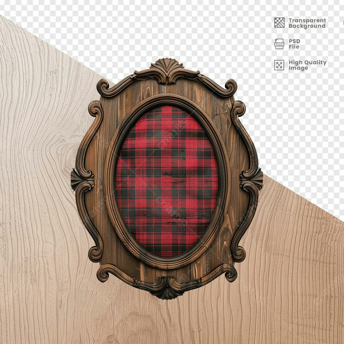 Moldura de Madeira com Padrão Xadrez PSD Editável