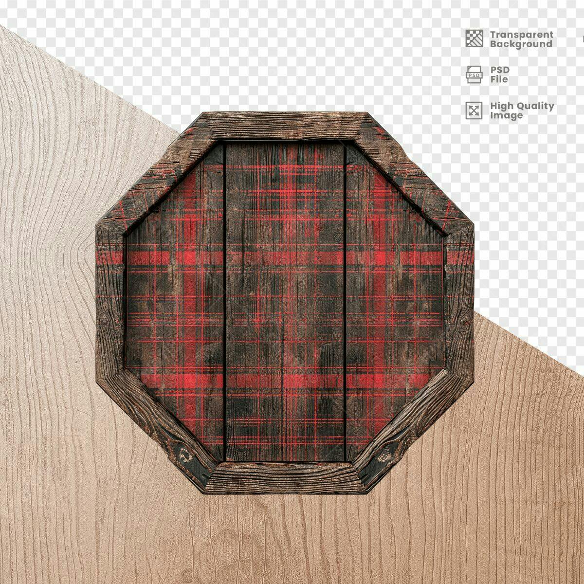Moldura de Madeira com Padrão Xadrez PSD Editável