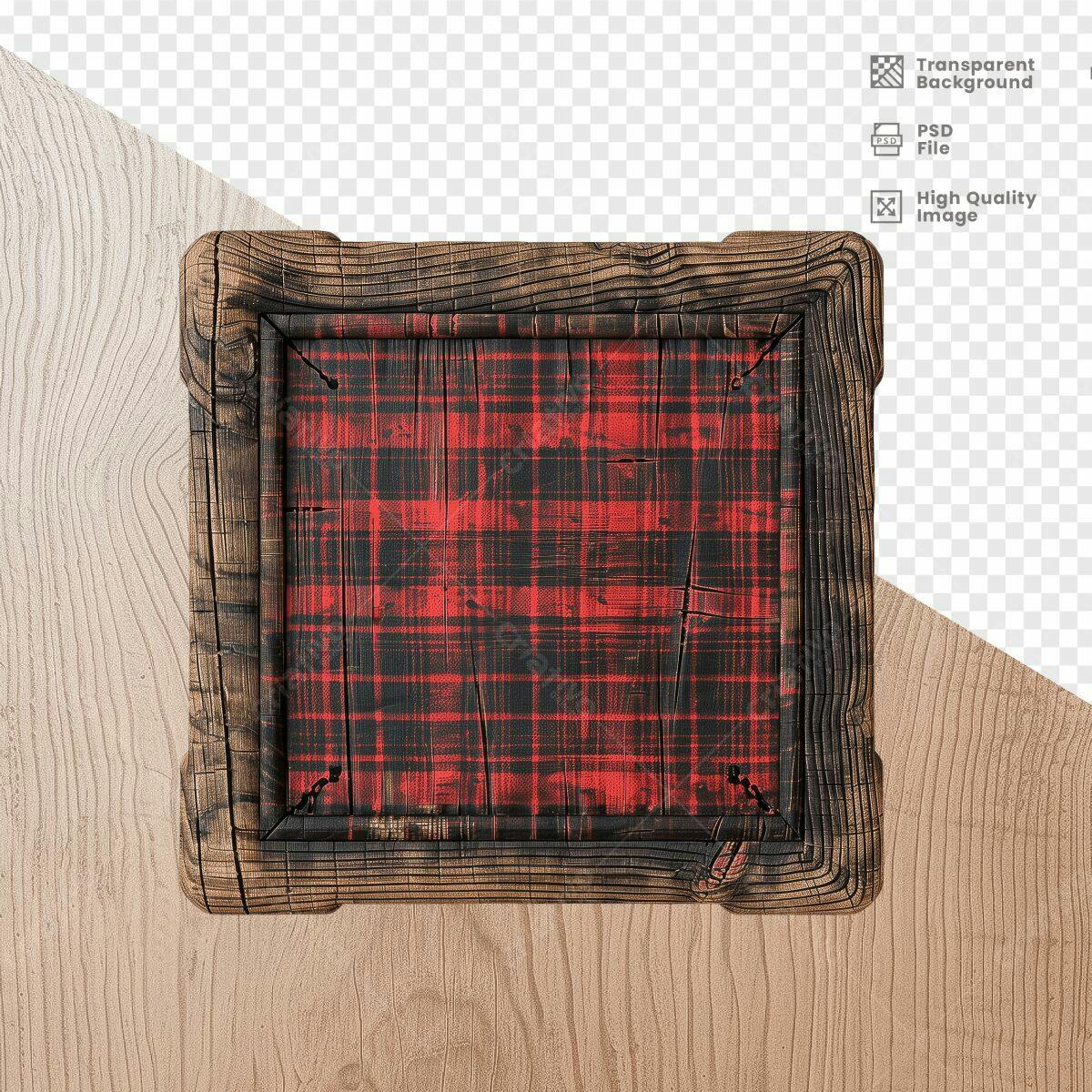 Quadro de Madeira Vermelho e Preto PSD Editável