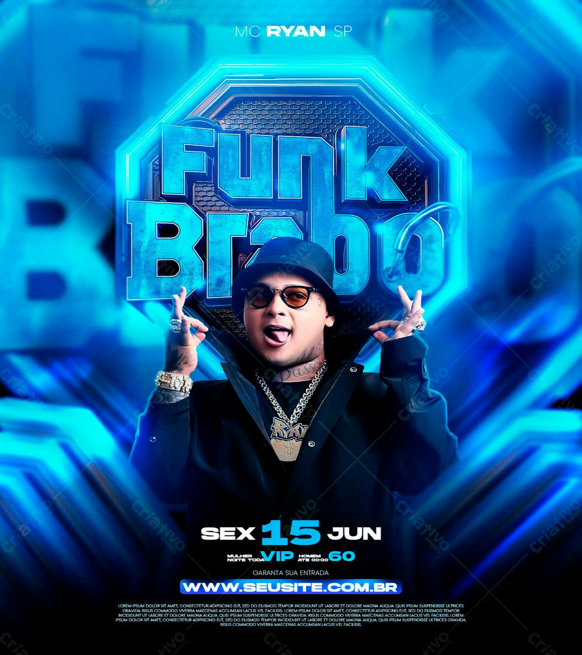 Flyer para Festa Funk com MC Ryan SP PSD Editável
