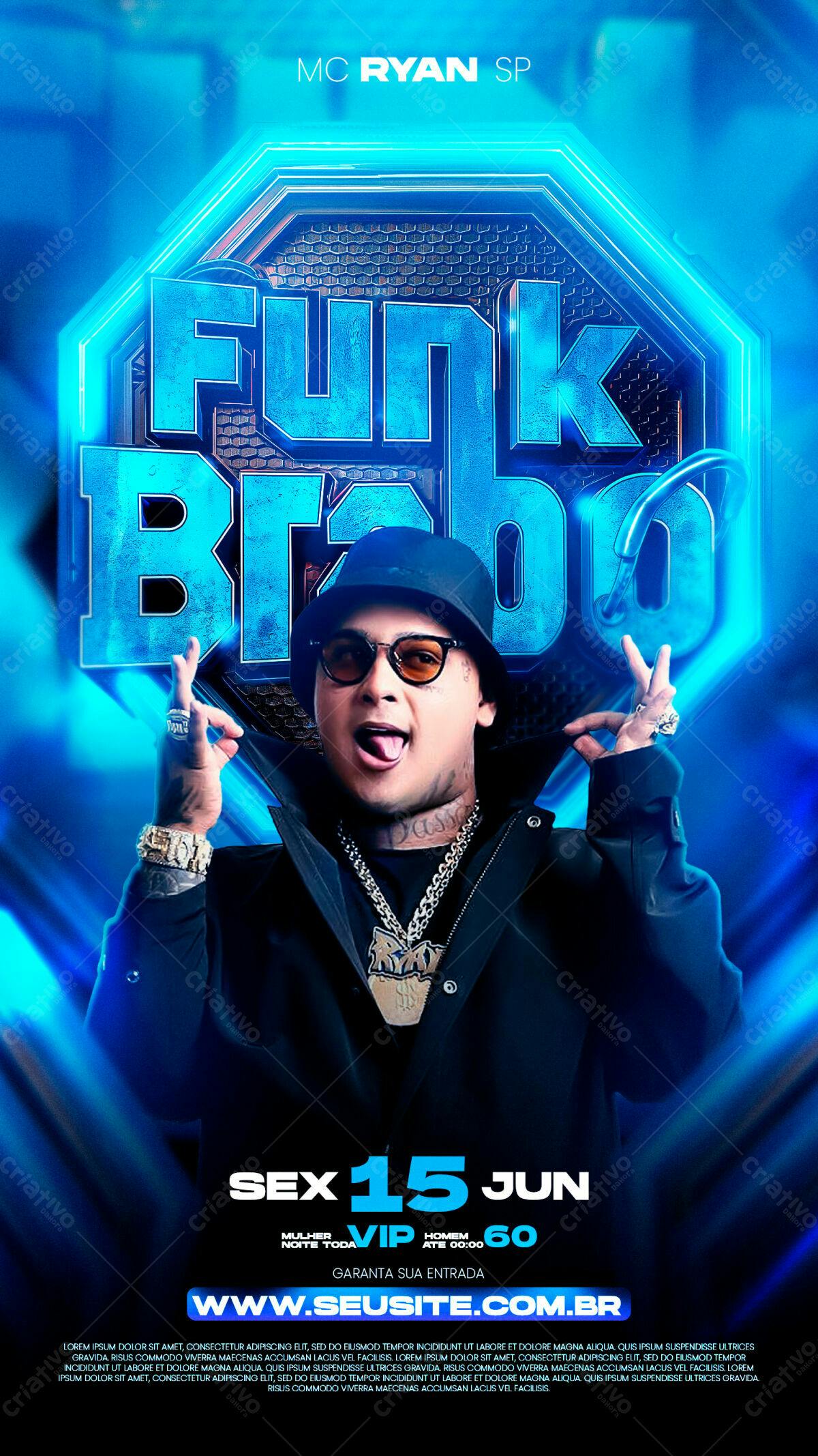 Flyer para Festa Funk com MC Ryan PSD Editável
