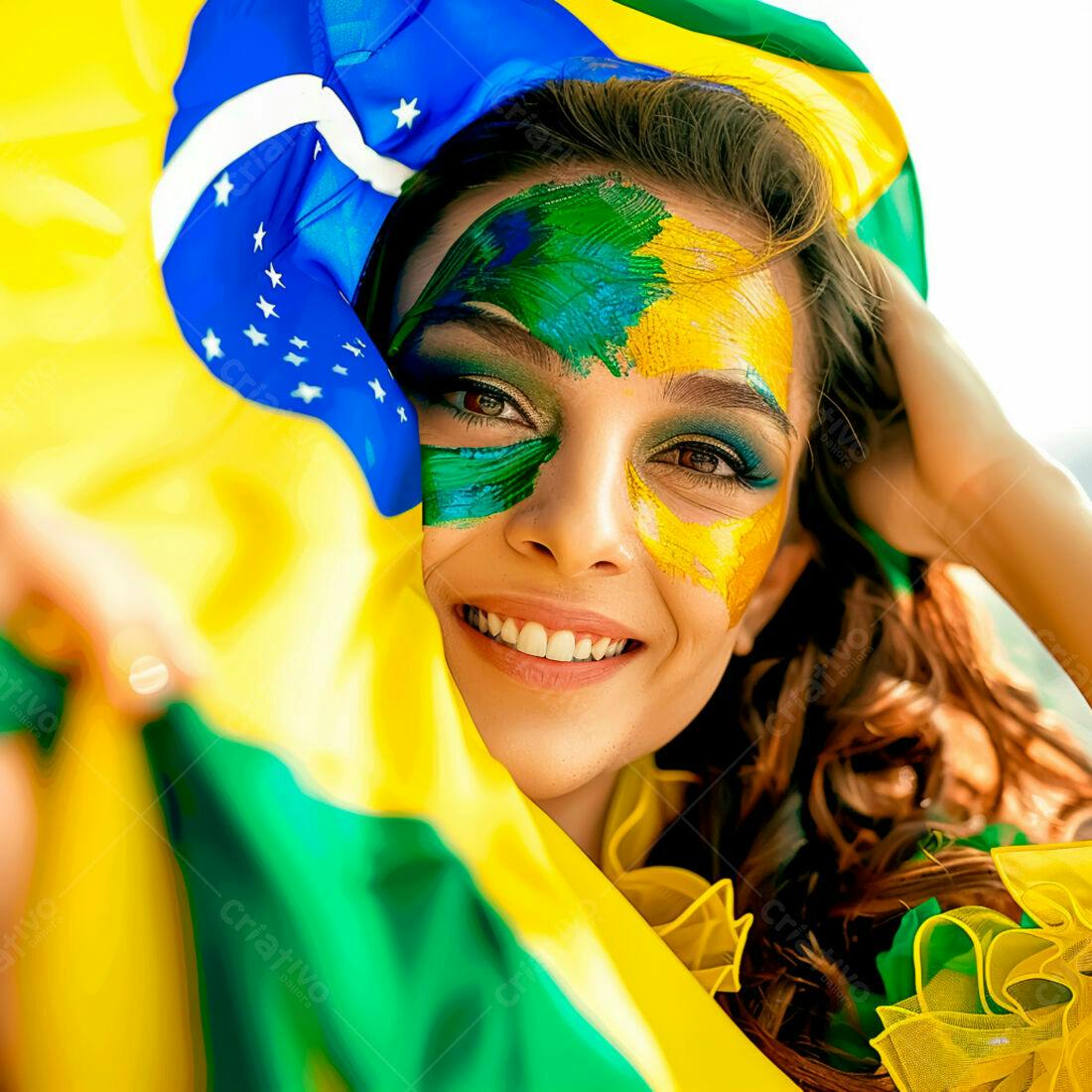 Torcedora brasileira com pintura facial