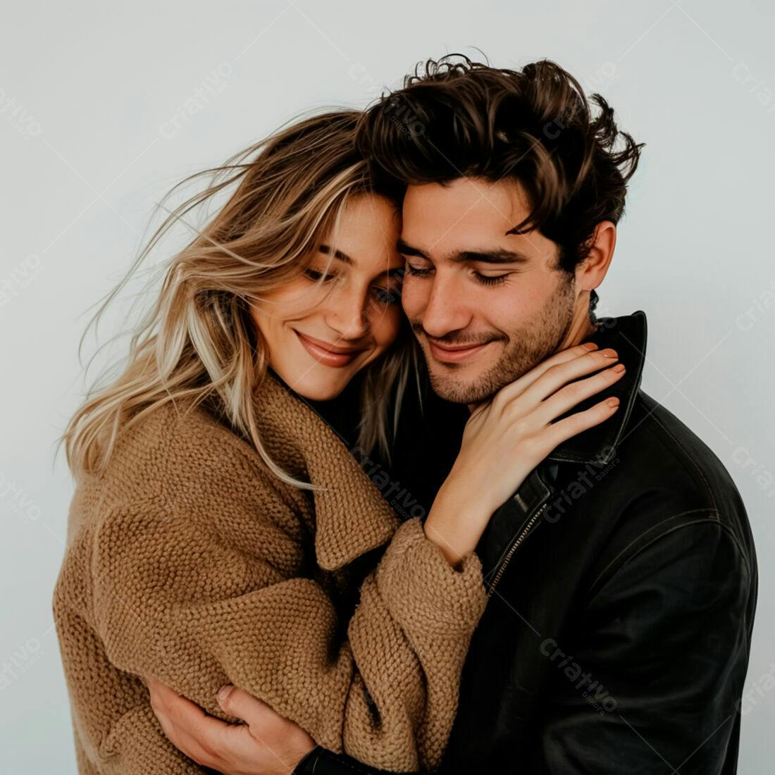Casal abraçado em tons terrosos