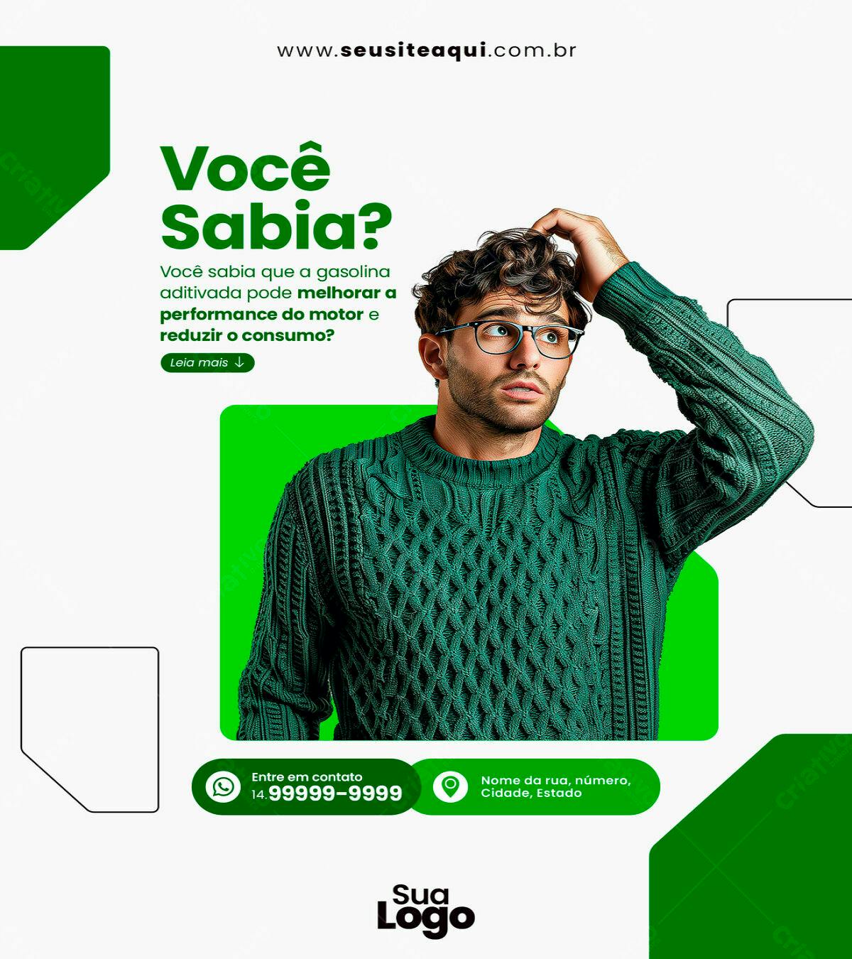 Flyer Informativo Gasolina Aditivada PSD Editável