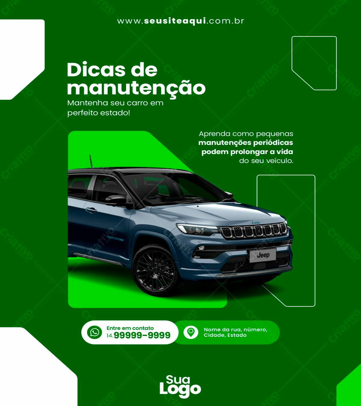 Post para Dicas de Manutenção Automotiva PSD Editável