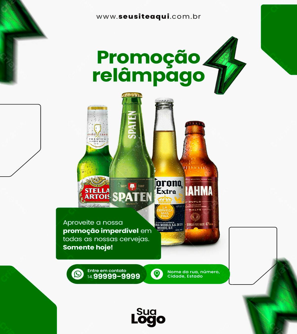Flyer Promoção Relâmpago Cervejas PSD Editável