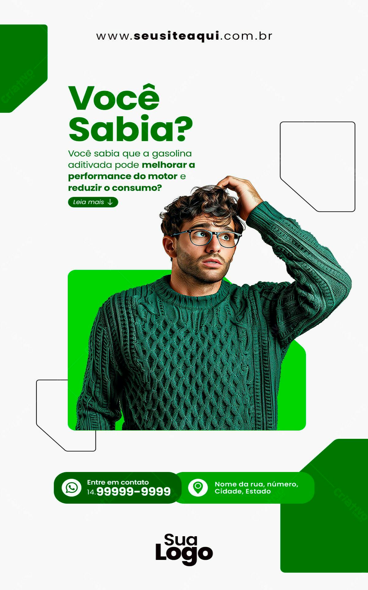 Post para Redes Sociais sobre Gasolina Aditivada PSD Editável