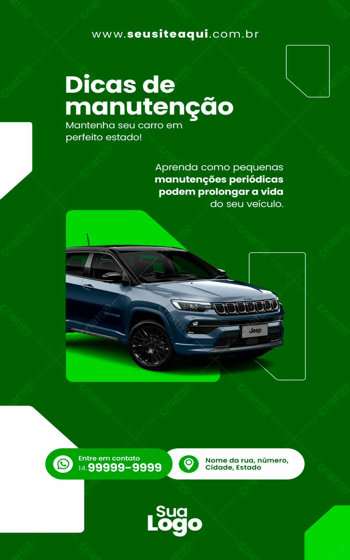 Post para Redes Sociais Dicas de Manutenção Automotiva PSD Editável
