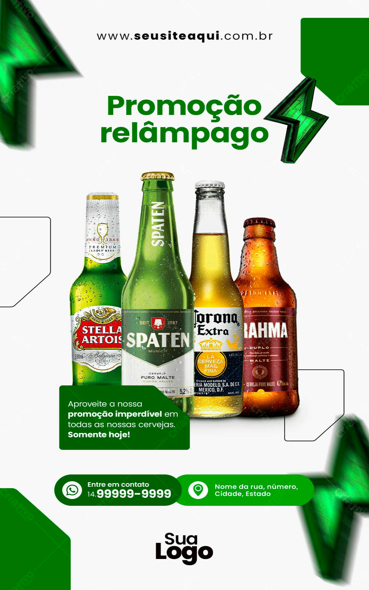 Flyer Promoção Relâmpago Cervejas PSD Editável
