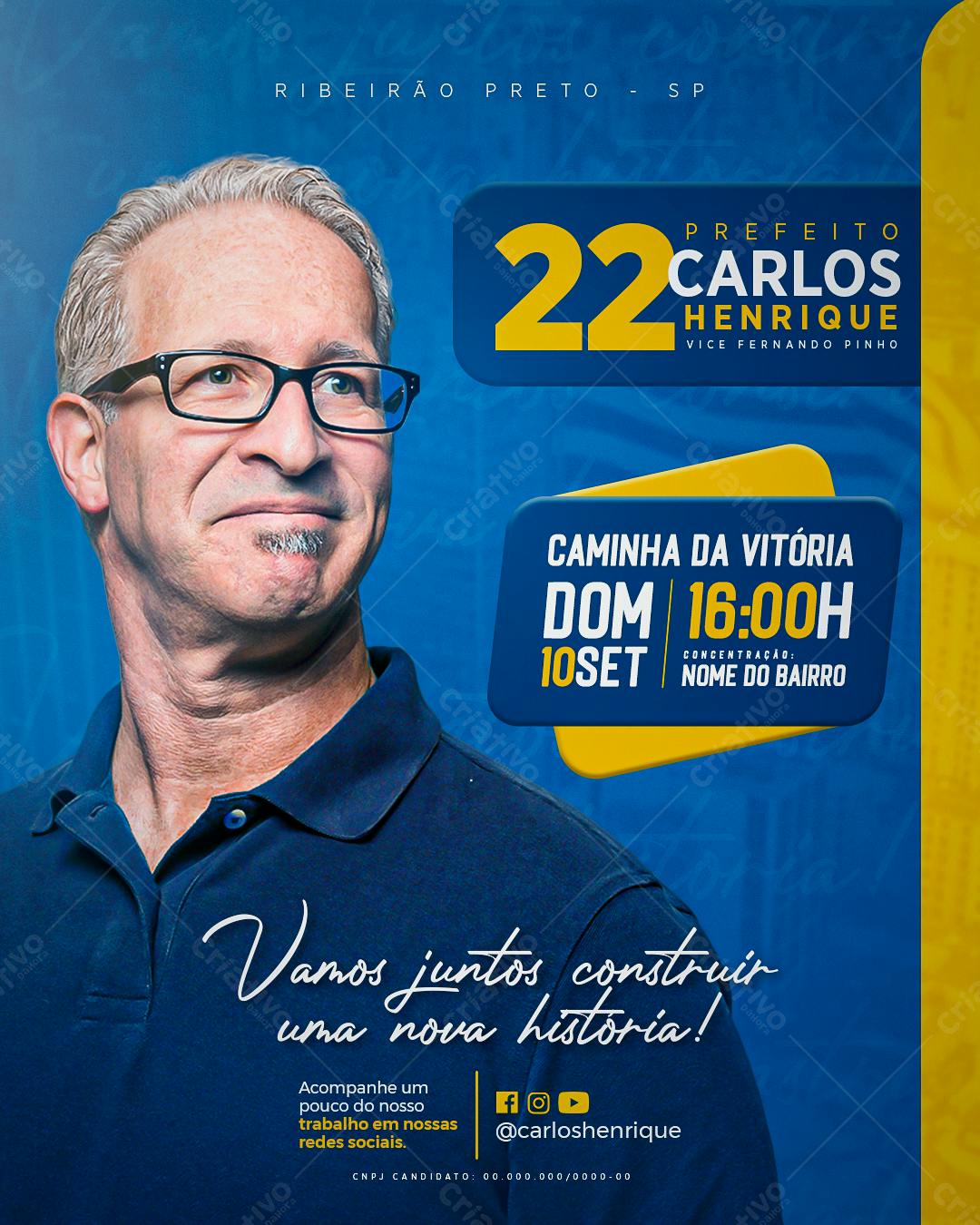 Flyer Eleitoral PSD Editável para Caminhada Política