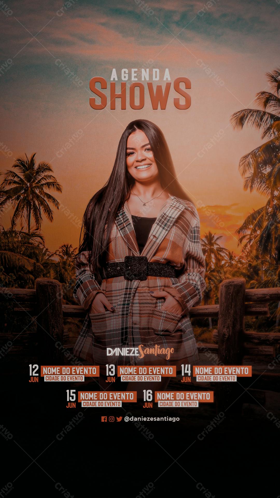 Flyer Agenda de Shows Danieze Santiago PSD Editável