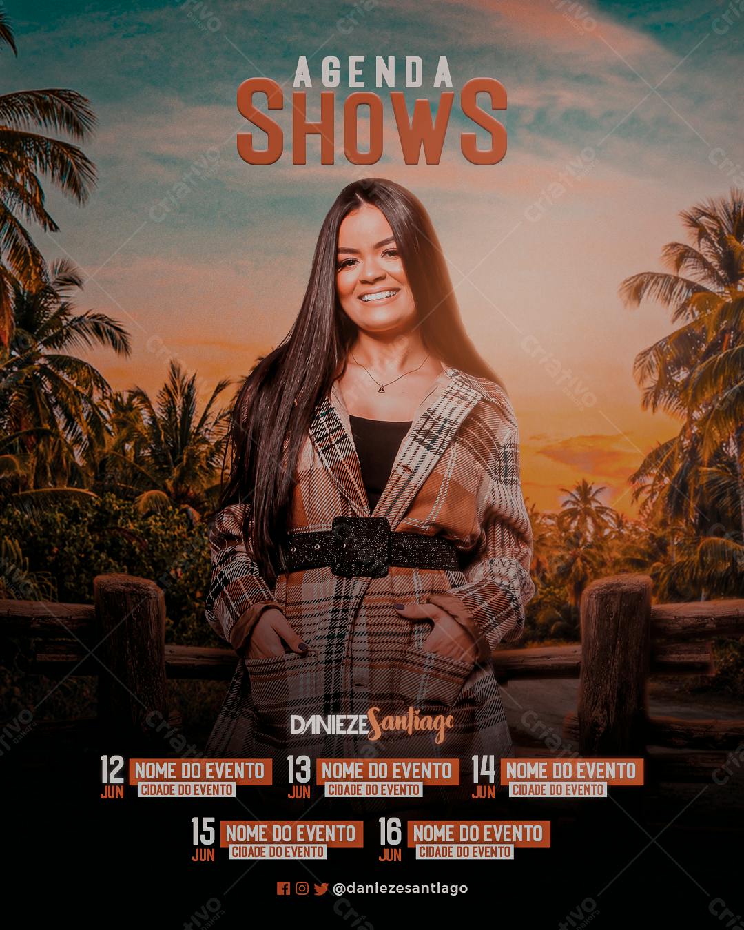 Flyer Agenda de Shows Danieze Santiago PSD Editável
