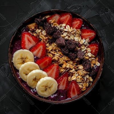 Tigela De Sorvete De Açaí Com Frutas