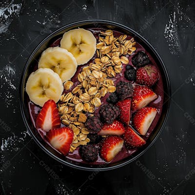 Tigela De Sorvete De Açaí Com Frutas