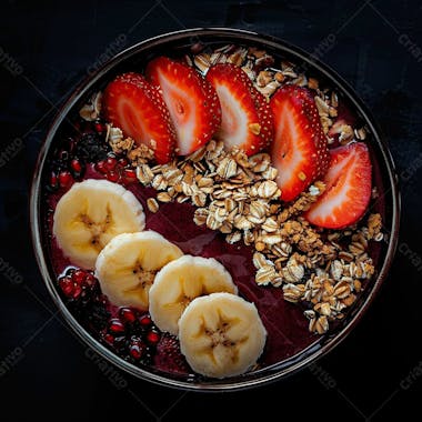 Tigela de sorvete de açaí com frutas edit