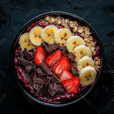 Tigela De Sorvete De Açaí Com Frutas Edit