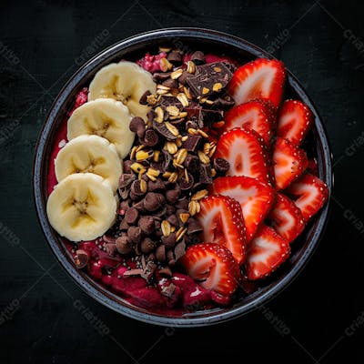 Tigela De Sorvete De Açaí Com Frutas Edit