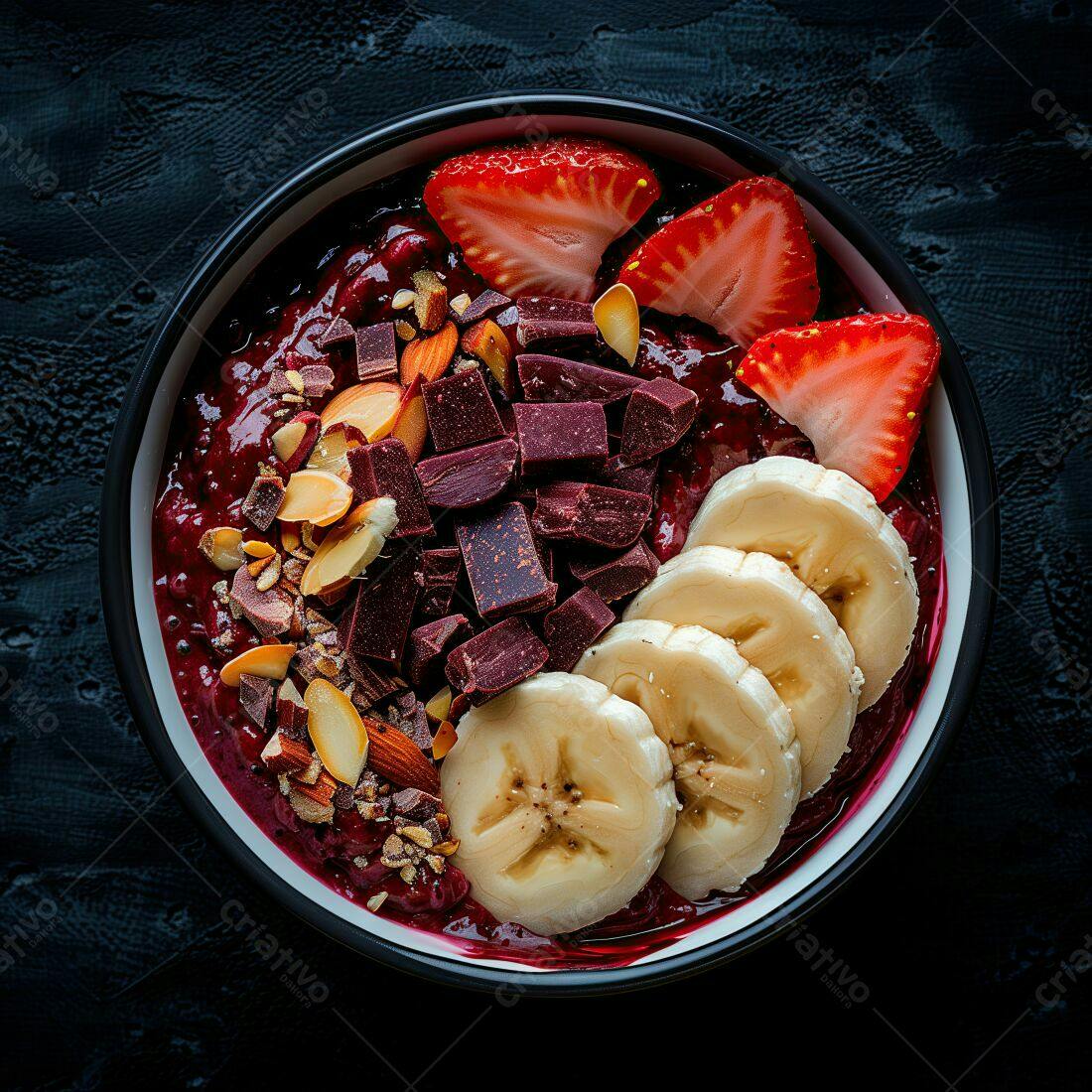 Açaí Bowl com Morangos Banana e Chocolate