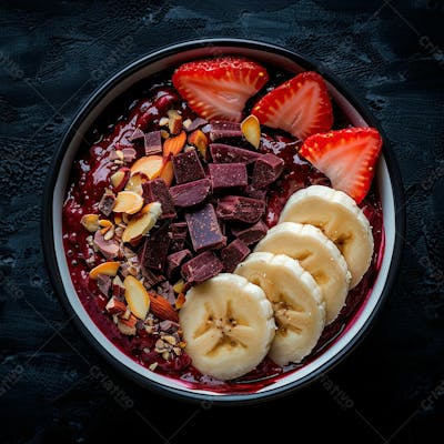 Tigela De Sorvete De Açaí Com Frutas Edit