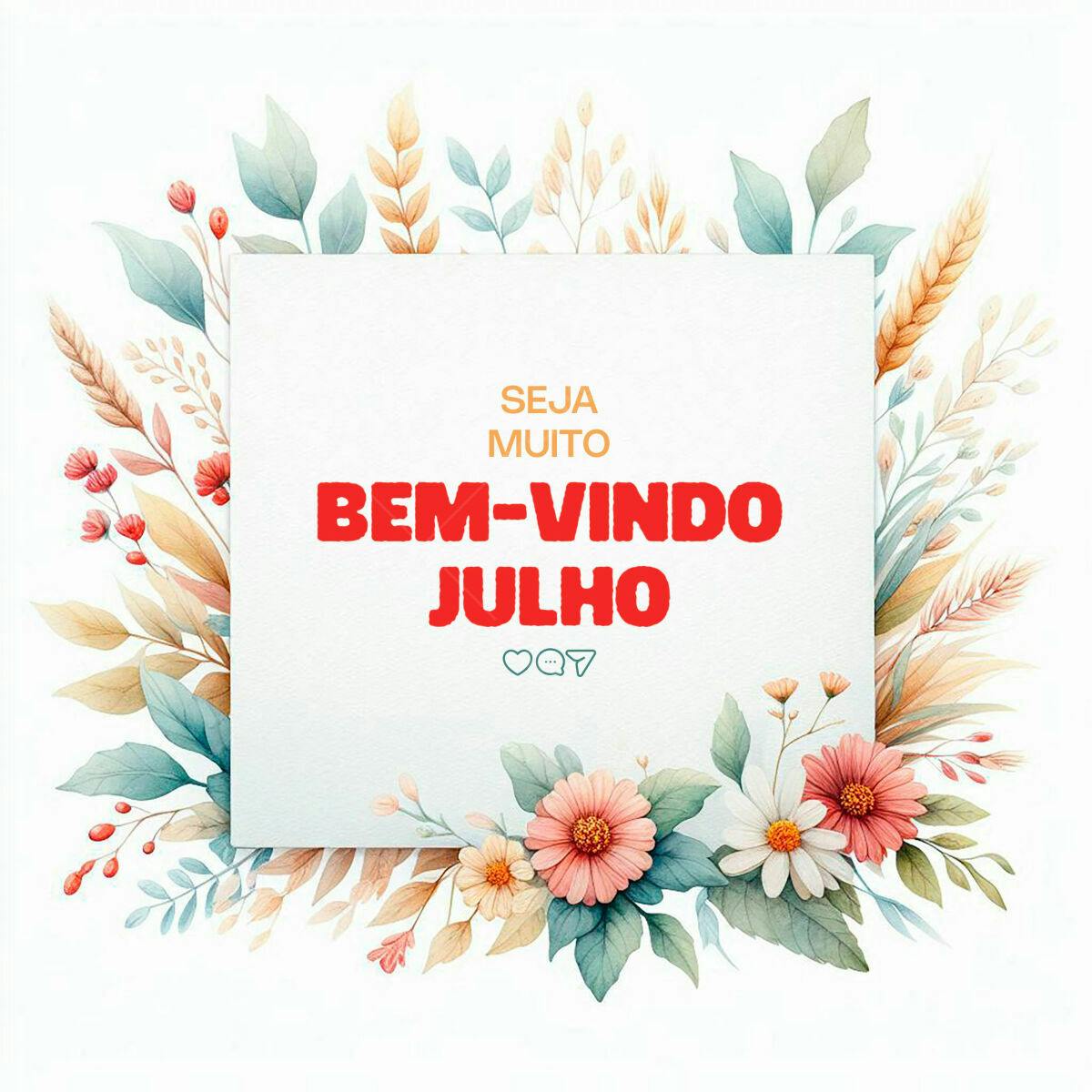 Post para Boas Vindas Julho PSD Editável
