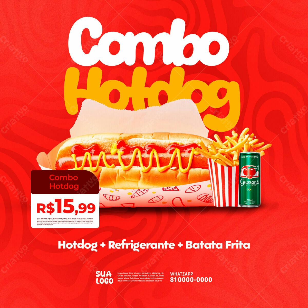 Flyer Combo Hotdog PSD Editável