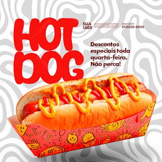 Social media hotdog desconto especiais