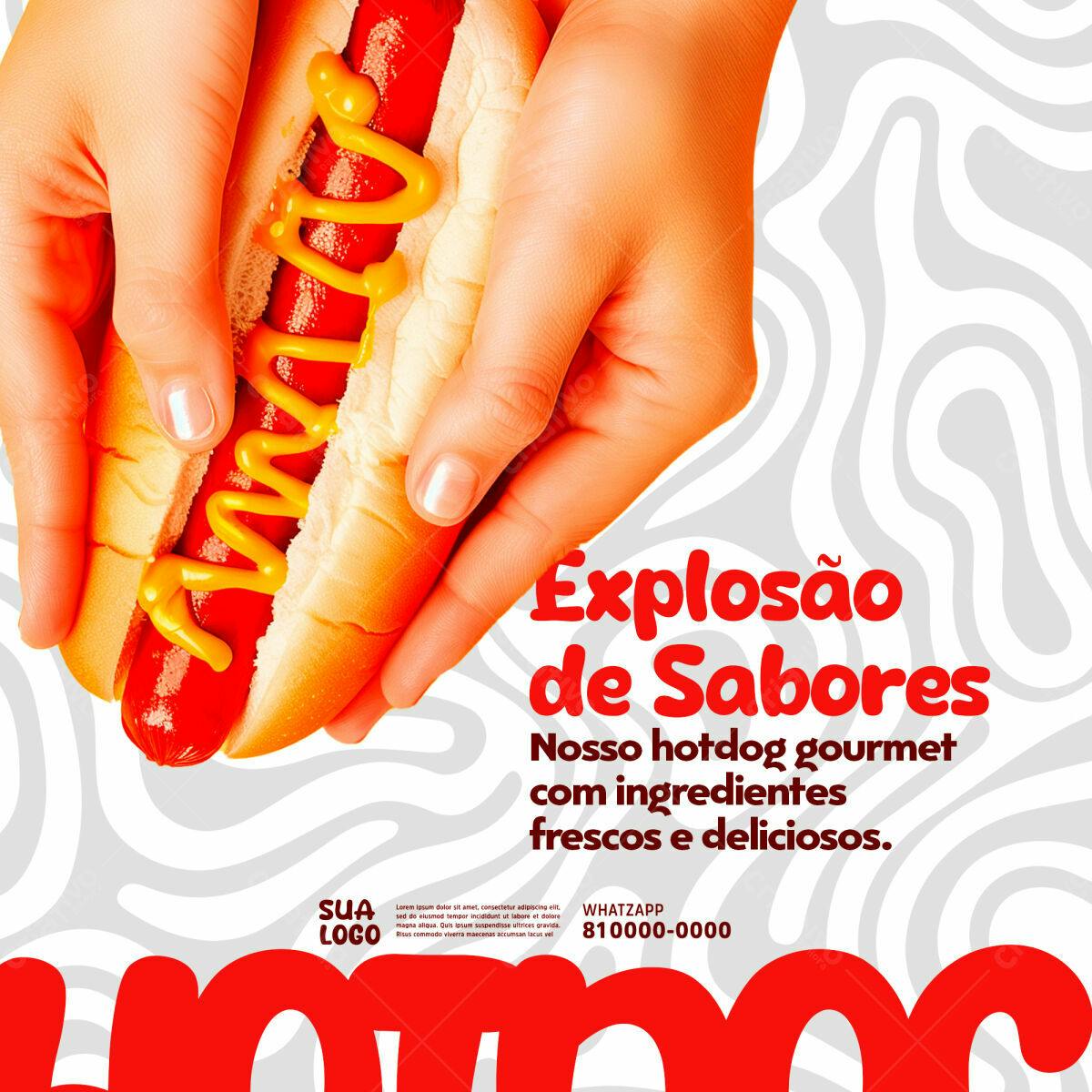 Flyer para Lançamento de Hotdog Gourmet PSD Editável