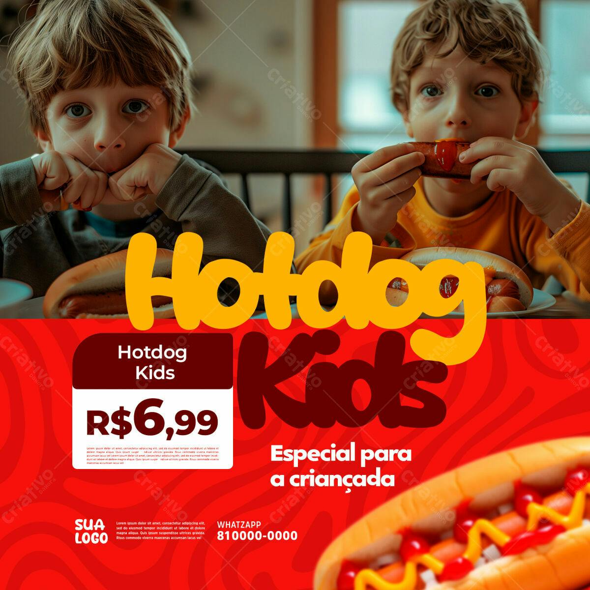 Flyer Hotdog Kids PSD Editável