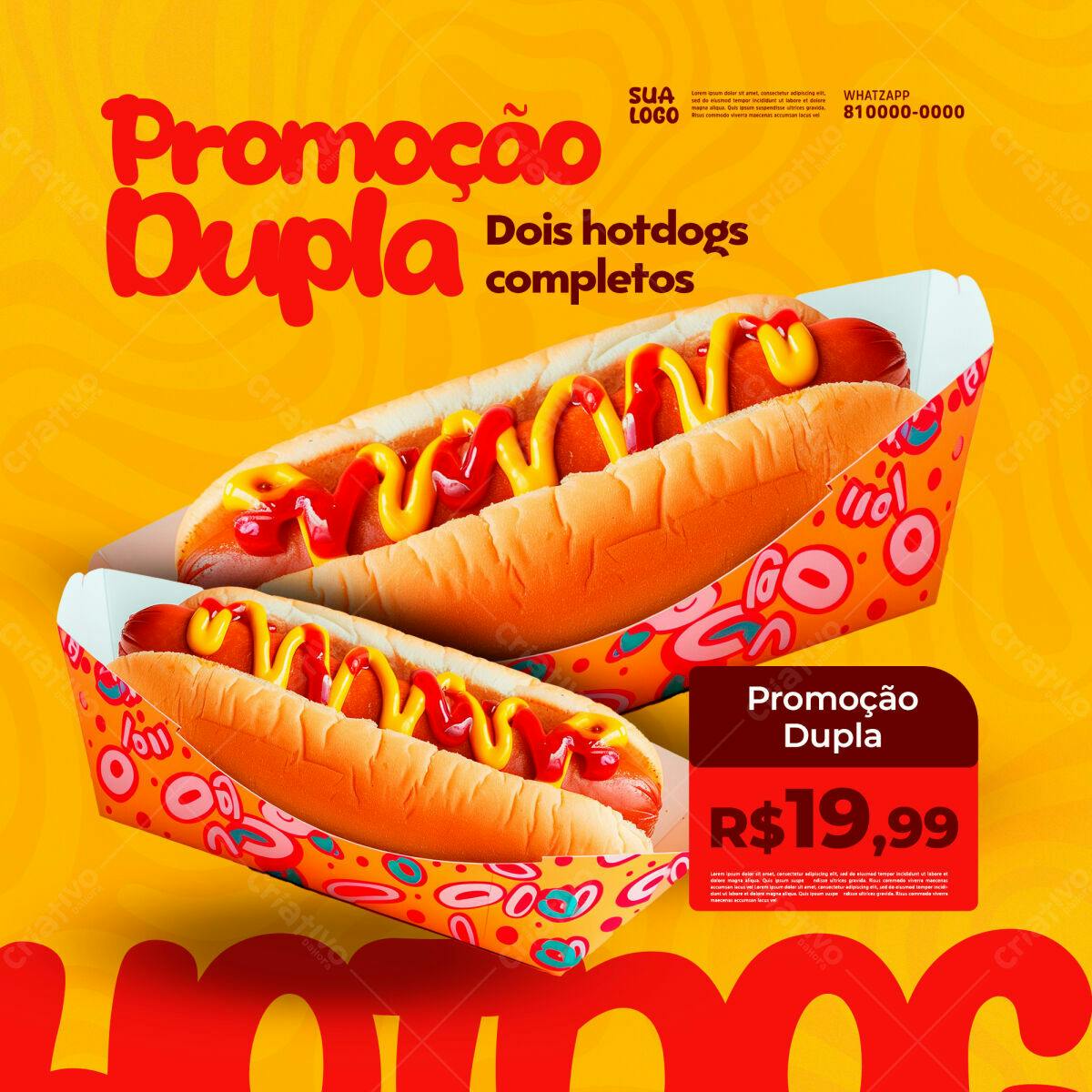 Flyer Promoção Dupla Hot Dog PSD Editável