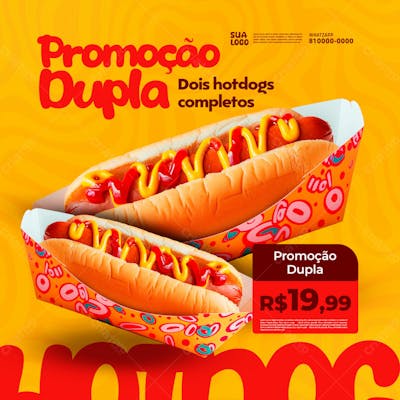Social Media Hotdog Promoção Dupla