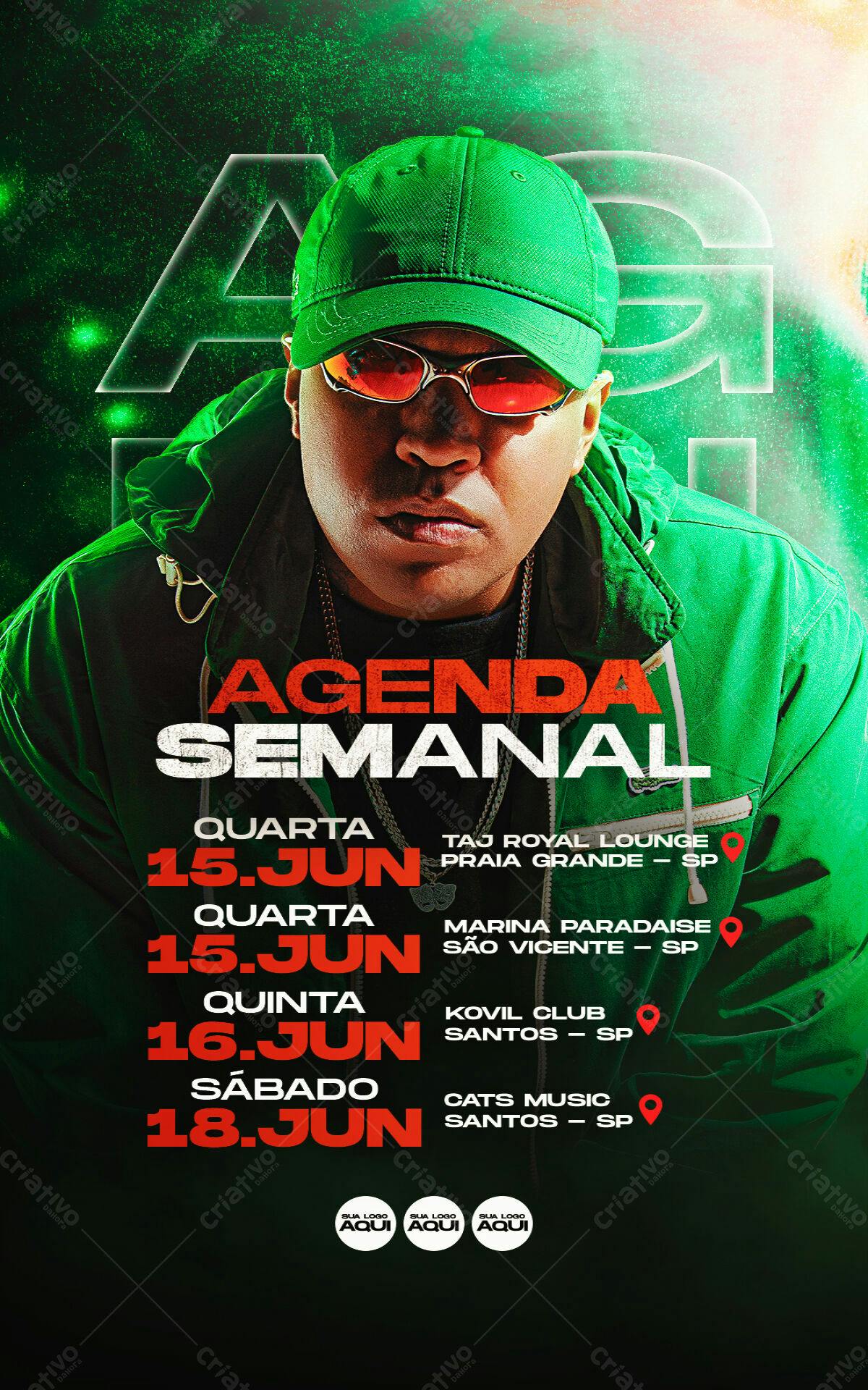 Flyer Agenda Semanal de Shows PSD Editável