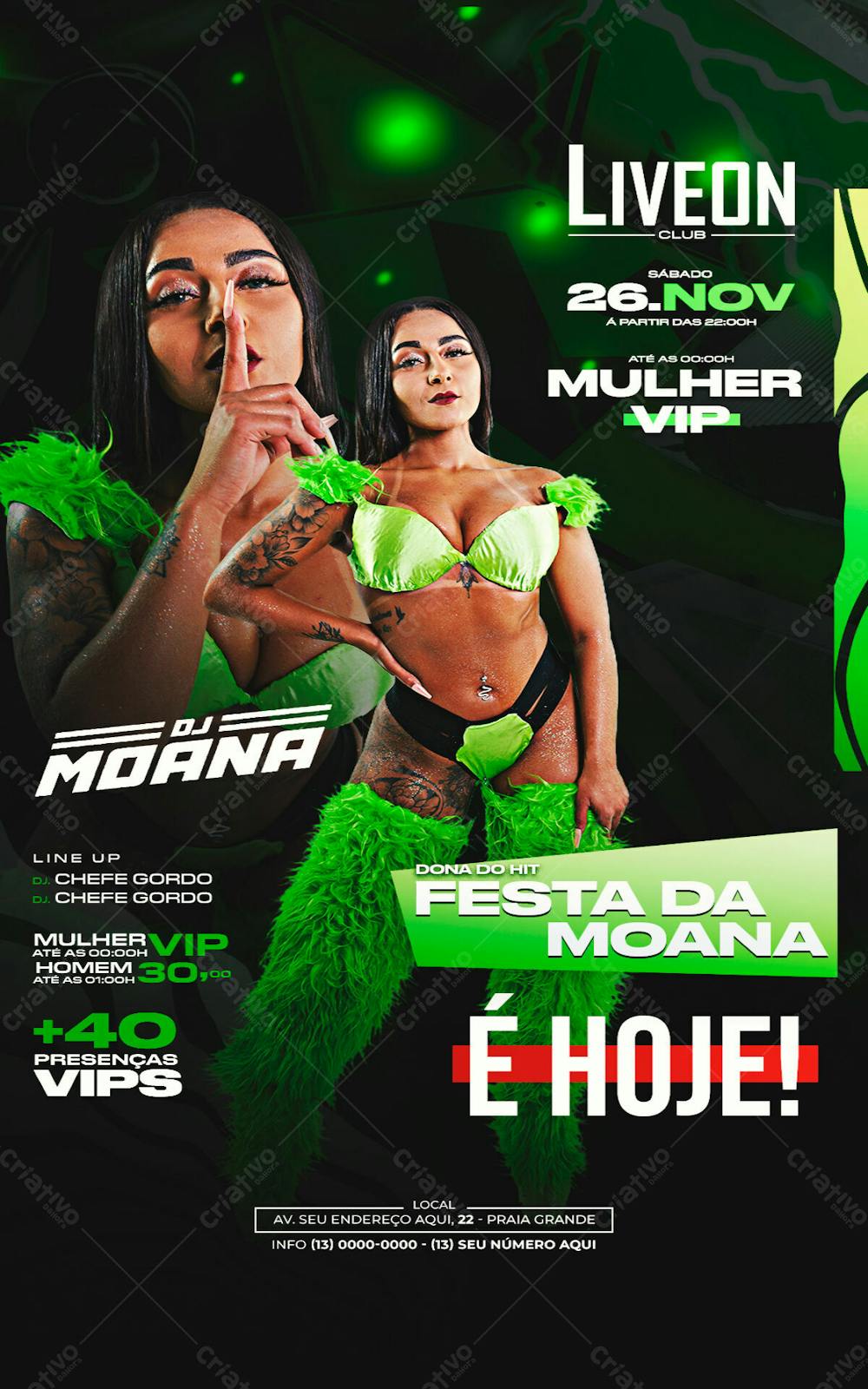 Flyer Baile Funk Dj Moana Story