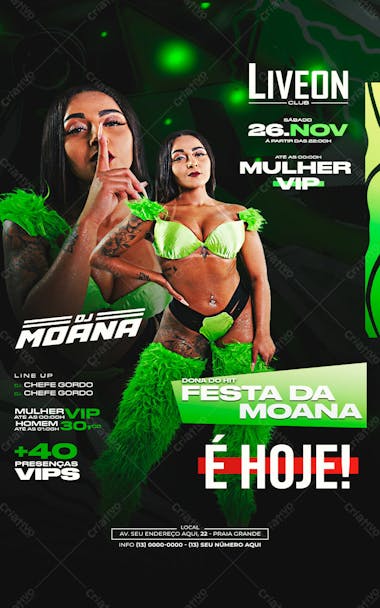 Flyer baile funk dj moana story