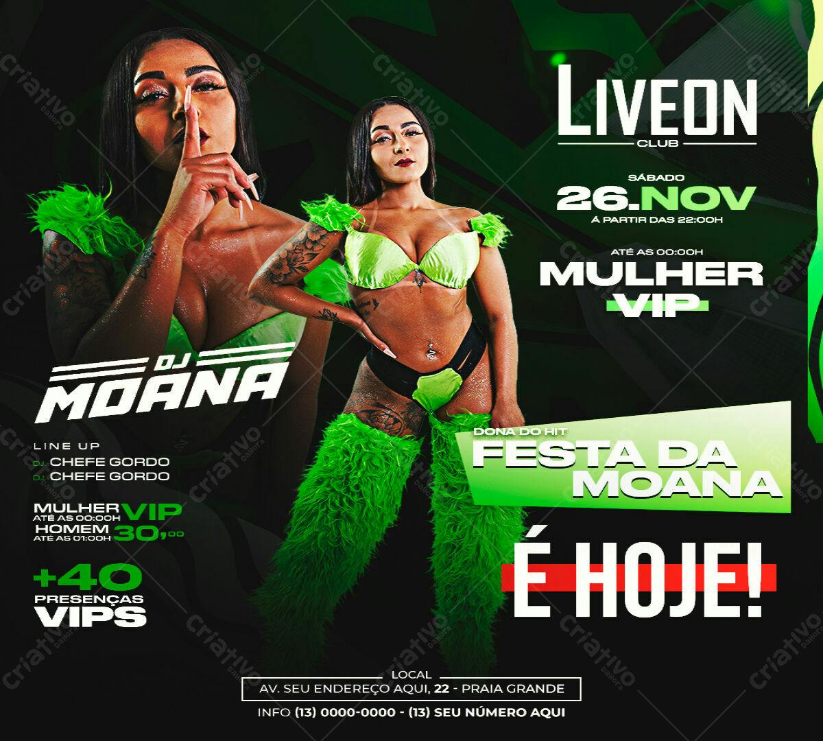 Flyer Festa DJ Moana PSD Editável