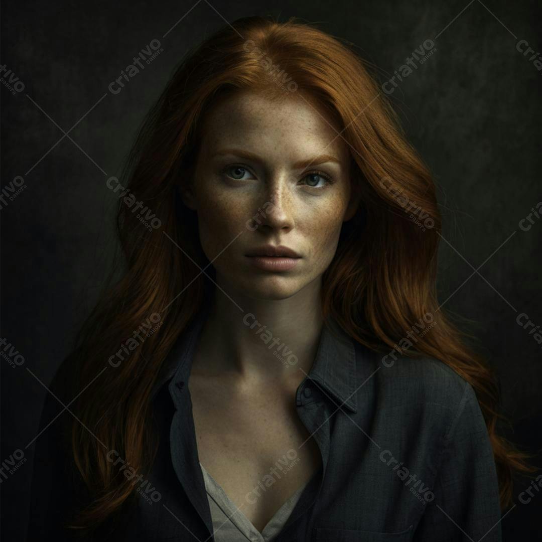 Mulher ruiva retrato tons escuros