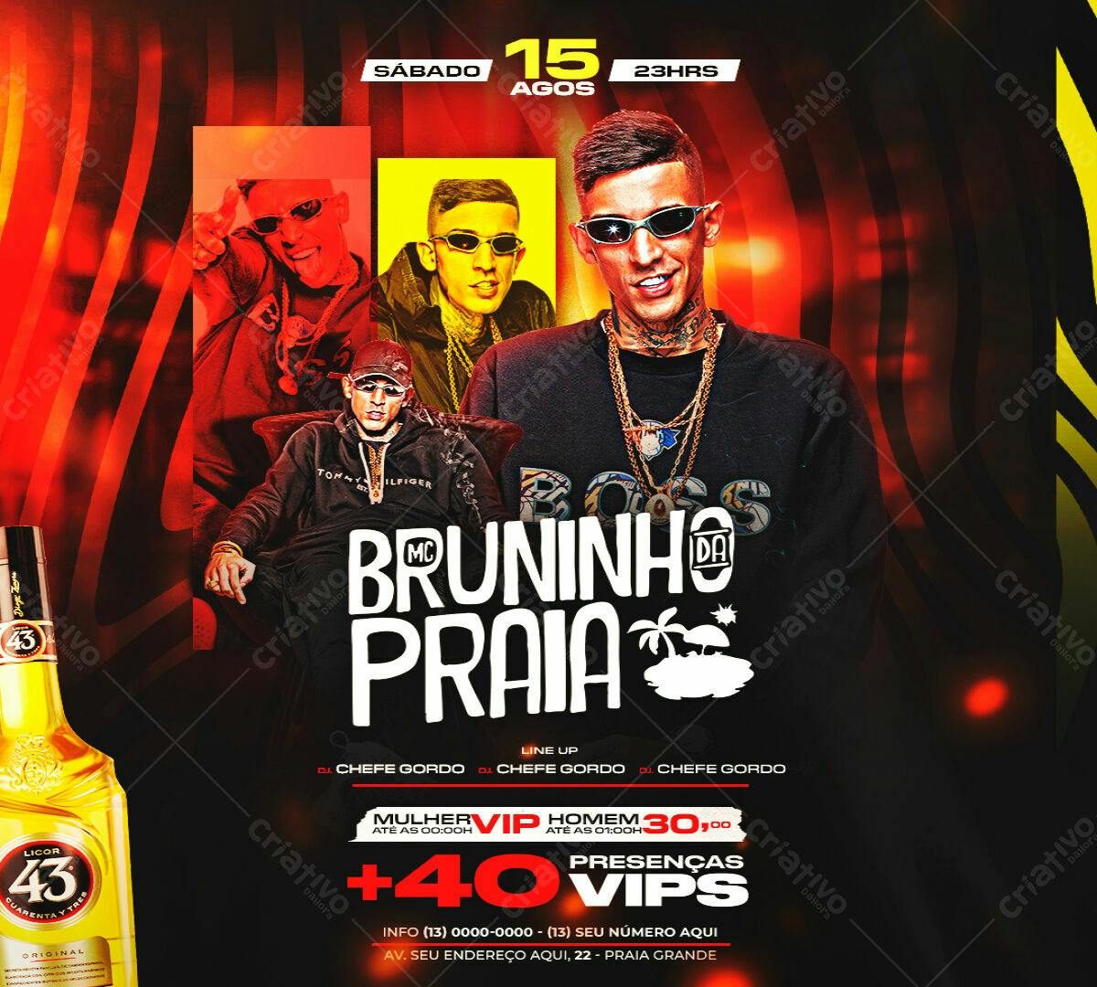 Flyer Festa MC Bruninho da Praia PSD Editável