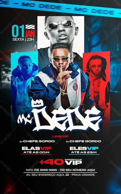 Flyer Baile Funk Mc Dede Story