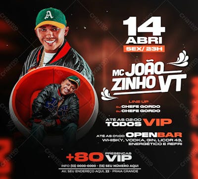Flyer Baile Funk Mc Joãozinho Vt Feed