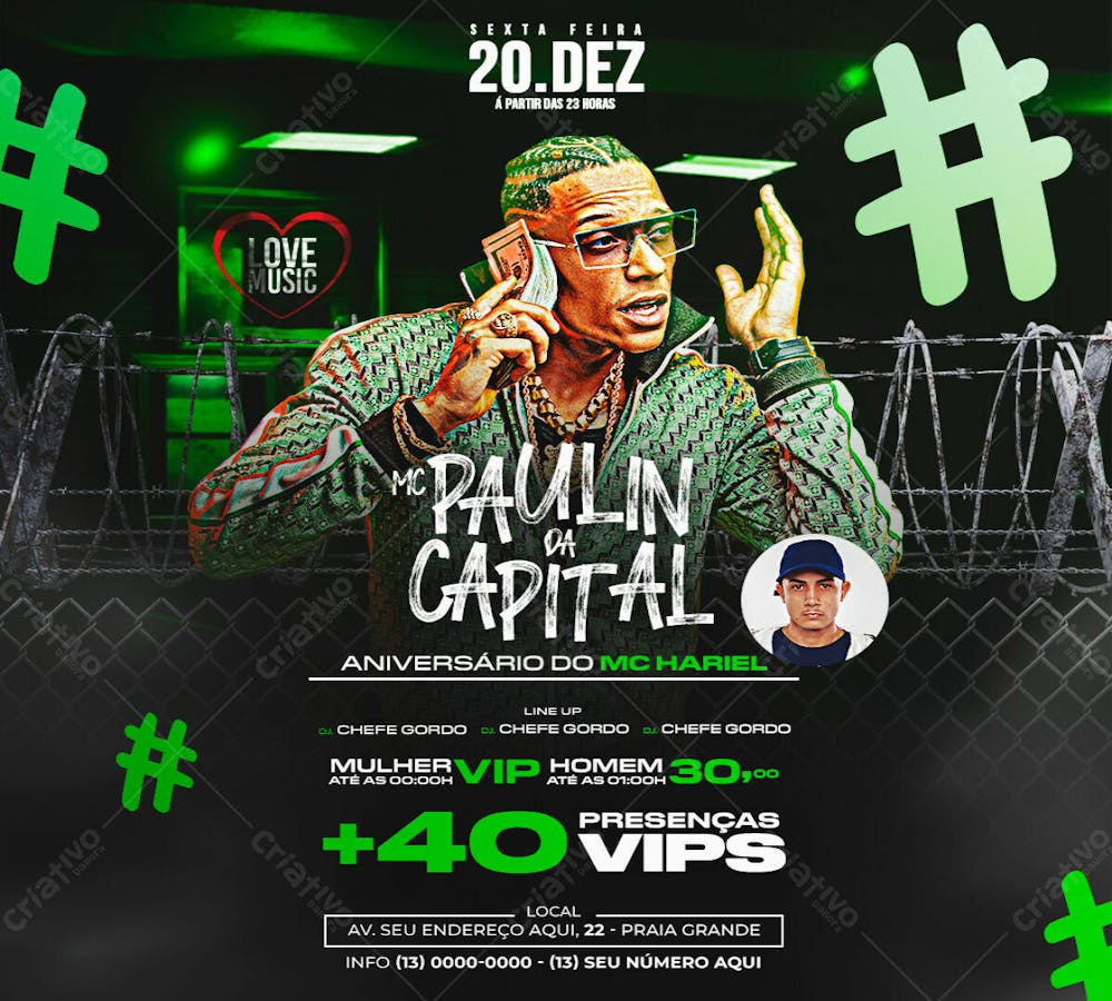 Flyer Baile Funk Mc Paulinho Da Capital Feed