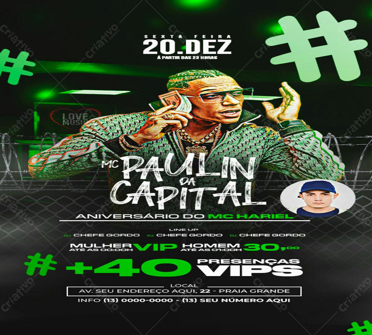 Flyer Festa de Aniversário MC Hariel PSD Editável