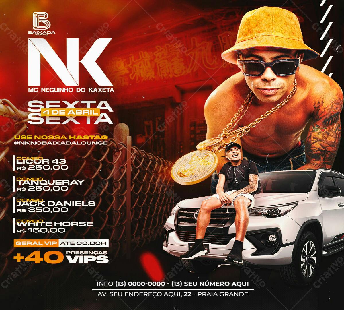 Flyer Festa MC Neguinho do Kaxeta PSD Editável