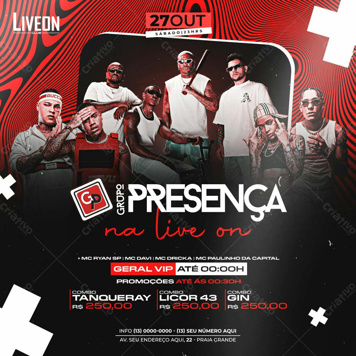 Flyer Grupo Presença na Live On PSD Editável