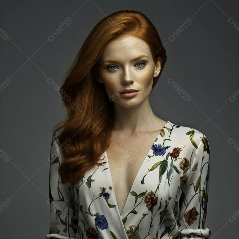 Mulher Ruiva Feliz IA