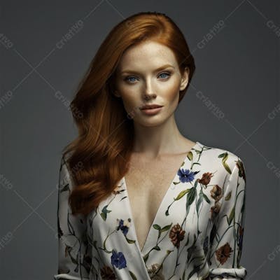 Mulher Ruiva Feliz IA