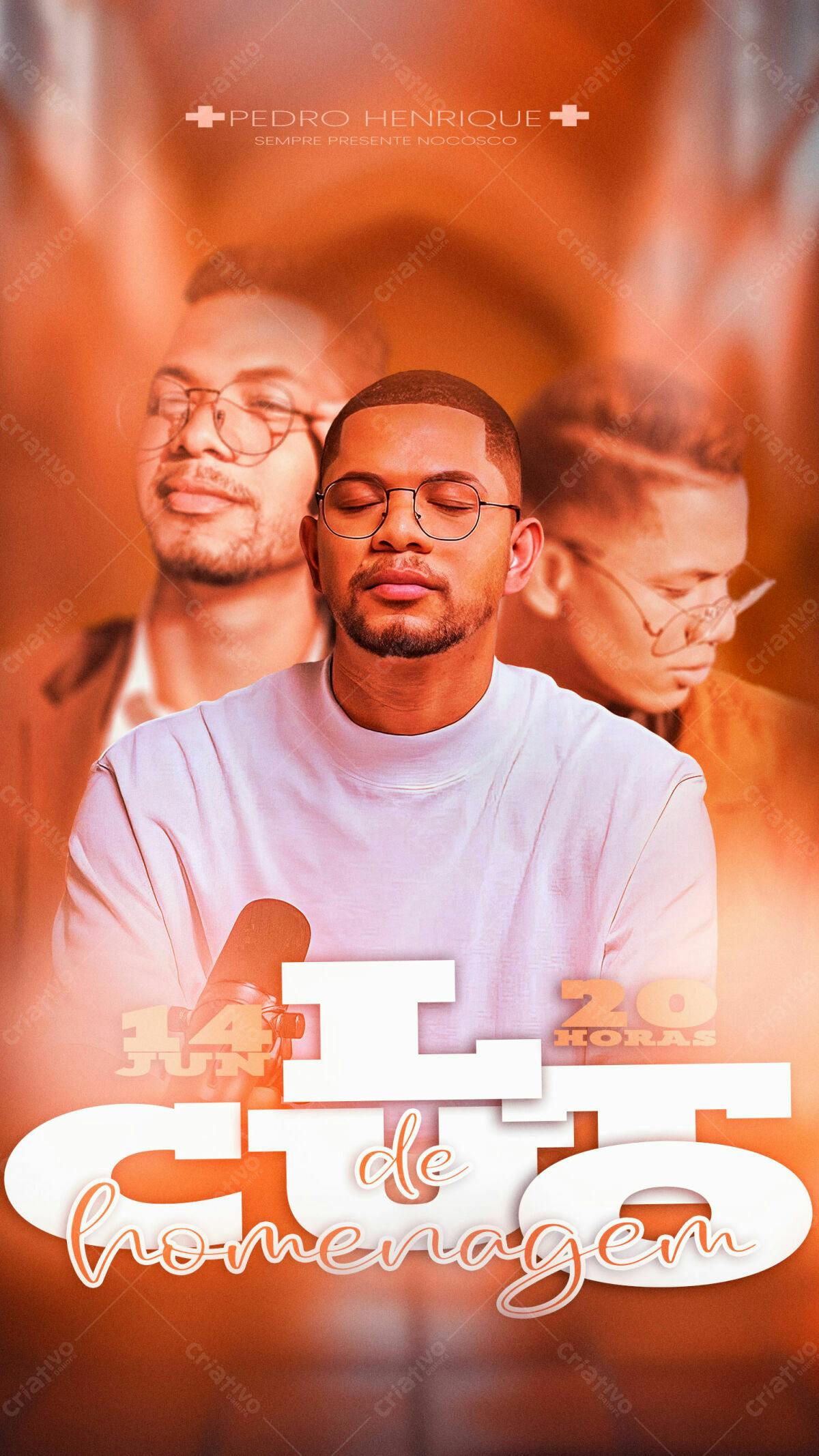 Flyer para Culto de Homenagem PSD Editável