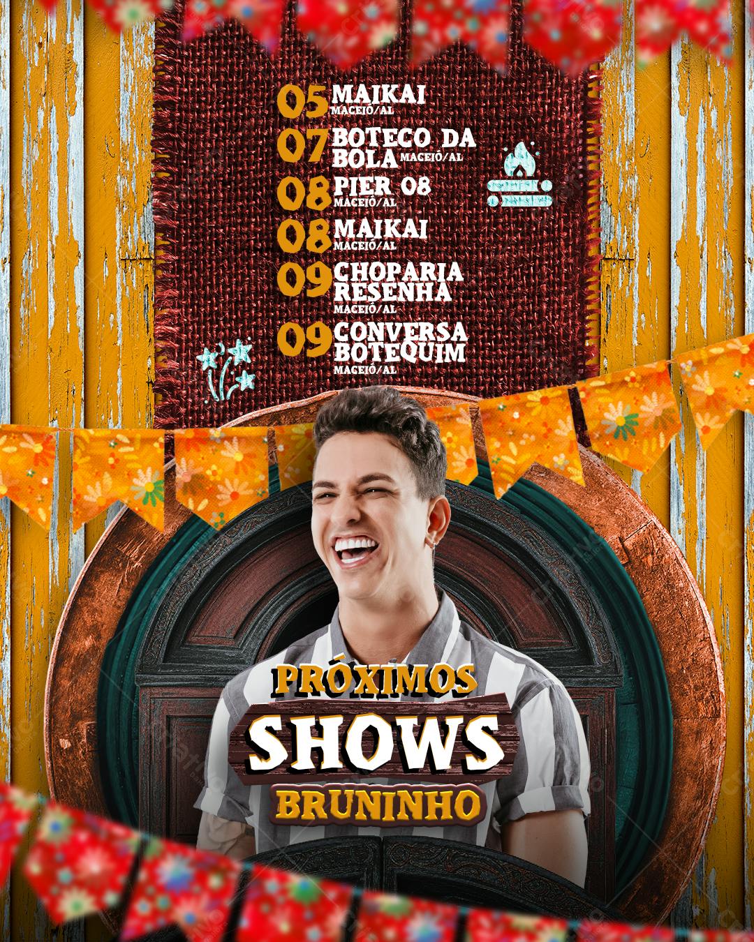 Flyer Shows Bruninho PSD Editável