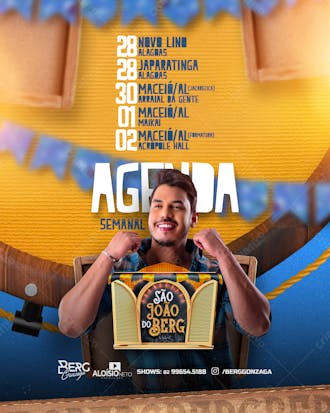 Agenda semanal são joão berg gonzaga (feed e stories)